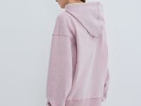 Толстовка на молнии с эффектом стирки, Розовый