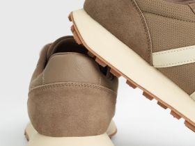 Комбинированные кроссовки из натуральной замши, Бежевый