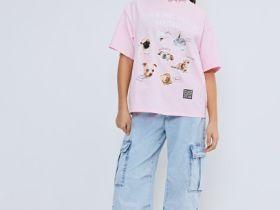 Футболка c AR-принтом для девочек, Розовый