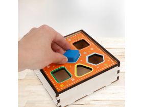 Развивающая игрушка ТРИ СОВЫ Сортер "Фигуры в шкатулке", дерево, 7 деталей