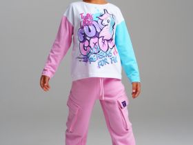 Фуфайка трикотажная для девочек (футболка с длинными рукавами)