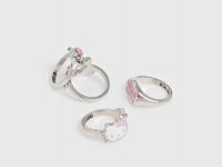 Набор колец Hello Kitty для девочек, 4 шт., Серебряный