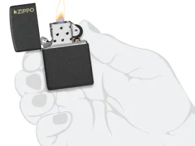 Зажигалка ZIPPO Logo с покрытием Black Crackle™, латунь/сталь, чёрная, матовая, 38x13x57 мм