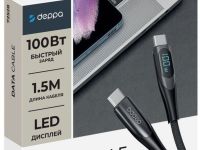 Кабель Deppa USB-C - USB-C, 1.5 м черный