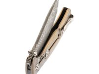 Нож складной LionSteel SR1DI G, сталь дамаск, рукоять титан