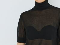 Полупрозрачный джемпер с коротким рукавом, Черный