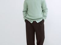 Вязаный джемпер из хлопка, Зеленый