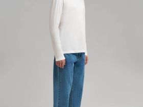 Лонгслив прямого кроя из мерсеризованного хлопка