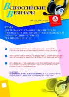Деятельность старшего воспитателя и методиста дошкольной образовательной организации в условиях реализации ФГОС ДО