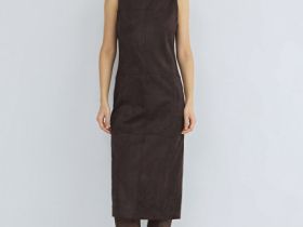 Платье миди из искусственной замши, Коричневый