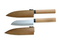Нож кухонный Сантоку Kanetsune, сталь 420J2 Stainless Steel, рукоять дерево вишня