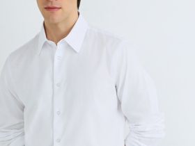 Рубашка из структурной ткани, Белый