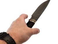 Нож Разделочный, сталь дамаск, рукоять черное дерево