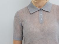 Джемпер структурной вязки с воротником-поло, Серый