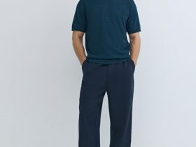 Широкие брюки на кулиске, Синий