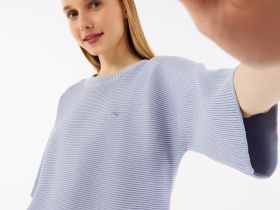 Женский вязаная футболка Lacoste оверсайз с коротким рукавом