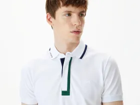 Мужское поло Lacoste с контрастным воротом