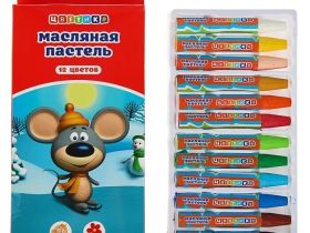 Набор масляной пастели "Цветик" 12 цвета, картонная упаковка