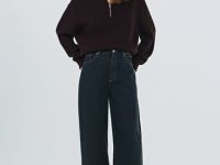 Джемпер с воротником-стойкой на молнии, Коричневый