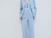 Однобортный жакет из поливискозы, Голубой