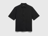 Рубашка из вискозы с коротким рукавом, Черный
