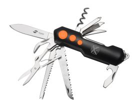 Нож перочинный Stinger 96 мм, 15 функций, черный/оранжевый, в блистере