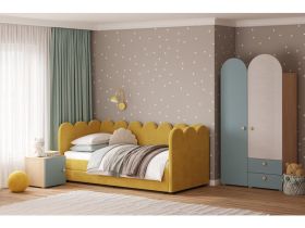 Детская кровать Табби 90 Велюр Горчичный