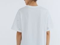 Футболка с цветочным декором из пайеток, Белый