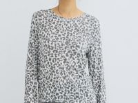 Полупрозрачный лонгслив с леопардовым принтом, Серый