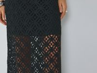 Ажурная юбка макси, Черный