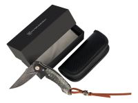 Складной нож Hatamoto HFK-2434, сталь VG-10 в обкладках из дамасской стали, рукоять стабилизированная древесина