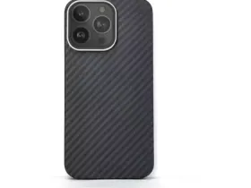 Чехол-накладка Kzdoo Keivlar Case для iPhone 15 Pro карбоновый (черно-серый в полоску)