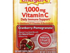 Emergen-C, Витамин C, смесь ароматизированных газированных напитков, клюква и гранат, 1000 мг, 30 пакетиков по 8,4 г (0,30 унции)