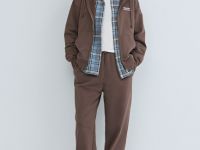 Толстовка на молнии с вышивкой, Коричневый