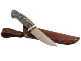 Шкуросъёмный нож Воронёнок, порошковая сталь M398, рукоять кап березы