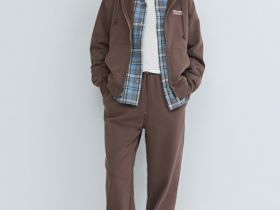 Толстовка на молнии с вышивкой, Коричневый