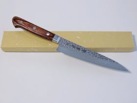 Нож Универсальный овощной 135 мм, Sakai Takayuki, сталь VG-10 Damascus 17 слоев, рукоять pakka wood