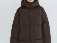 Пуховик с натуральным утеплителем, Коричневый