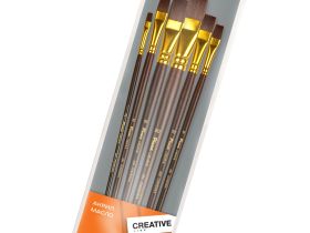 Набор кистей бордовая синтетика Pinax "CREATIVE" плоские 6 шт, длинная ручка