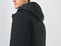 Утеплённая длинная куртка с подкладкой, Черный