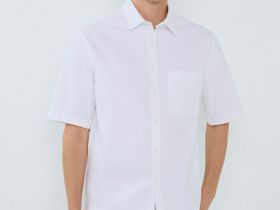 Рубашка из ткани оксфорд с коротким рукавом, Белый