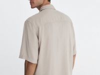 Рубашка с коротким рукавом из тенселя, Бежевый
