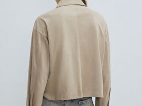 Рубашка из искусственной замши, Бежевый