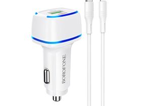 Автомобильное зарядное устройство Borofone BZ14A Type-C/кабель Type-C- Lightning 20W (белый)
