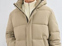 Утеплённая куртка с капюшоном, Бежевый
