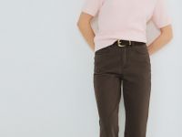 Прямые джинсы со средней посадкой, Коричневый