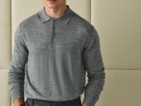 Джемпер поло из шерсти мериноса, Серый