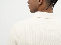 Джемпер текстурной вязки с воротником-поло, Белый