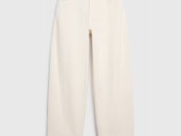 Джинсы Баррел из плотного денима, Бежевый