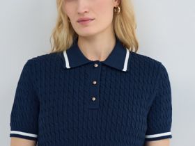 Джемпер поло в рубчик, Синий